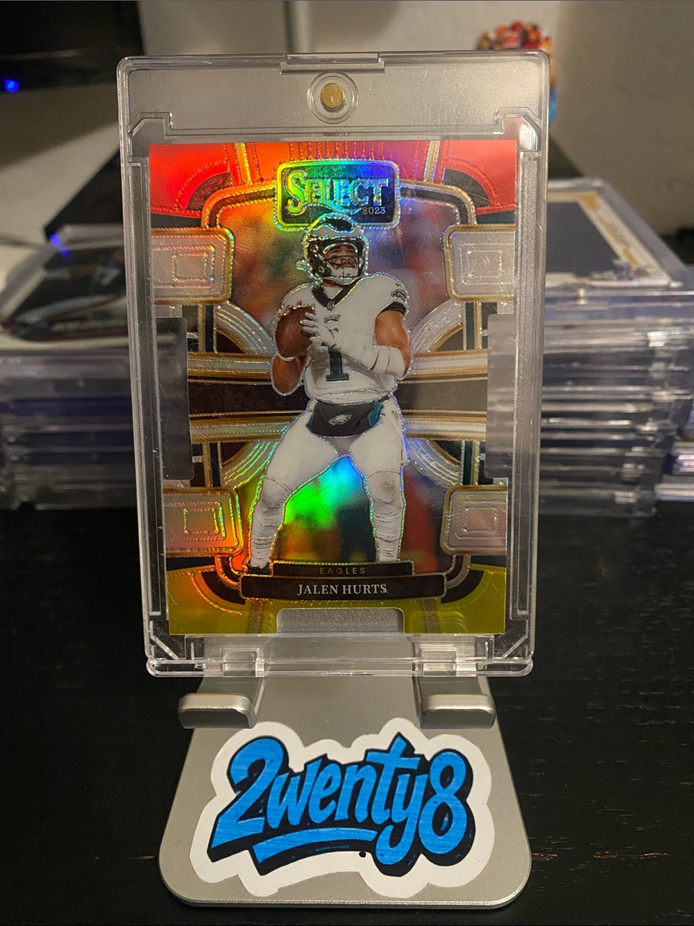 2023 Panini Select Jalen Hurts Red & Yellow Prizm Die-Cut #79